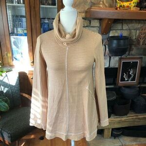 Maeve size xsmall cowl neck top mustard and white